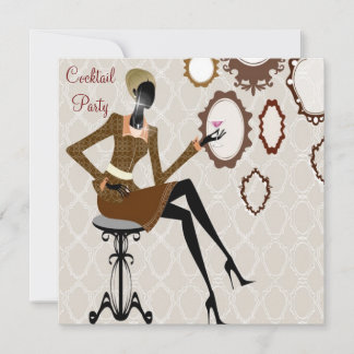 Chic Boutique Damask Cocktail Party Einladung