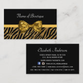Chic Boutique Gold Zebra Print IMITATE Glitz Bow Visitenkarte (Vorne/Hinten)