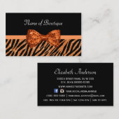 Chic Boutique Orange Zebra Print IMITATE Glitz Bow Visitenkarte (Vorne/Hinten)