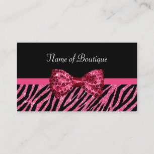 Chic Boutique Pink Zebra Print IMITATS Glitz Bow Visitenkarte