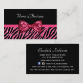 Chic Boutique Pink Zebra Print IMITATS Glitz Bow Visitenkarte (Vorne/Hinten)