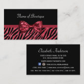 Chic Boutique Red Zebra Print IMITATS Glitz Bow Visitenkarte (Vorne/Hinten)