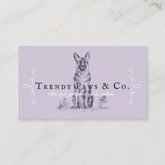 Chic Boutique Style Pet Salon German Shepherd Dog Visitenkarte (Vorderseite)