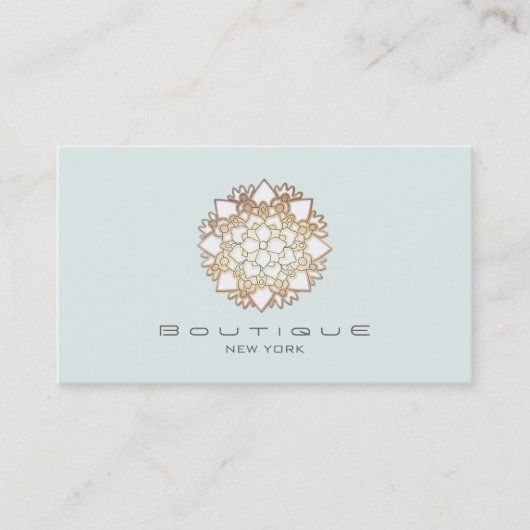 Chic Boutique White Lotus Blume Light Blue Visitenkarte (Vorderseite)