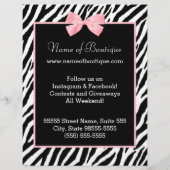 Chic Boutique Zebra Pink Bow Werbeaktion Marketing Flyer (Hinten)