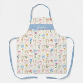Chic Bow blau Floral Eleganz Muster Backen Schürze (Vorderseite)