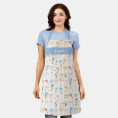 Chic Bow blau Floral Eleganz Muster Backen Schürze (Getragen)