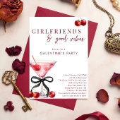 Chic Bow Cherry Martini Galentines Dinner Party Einladung