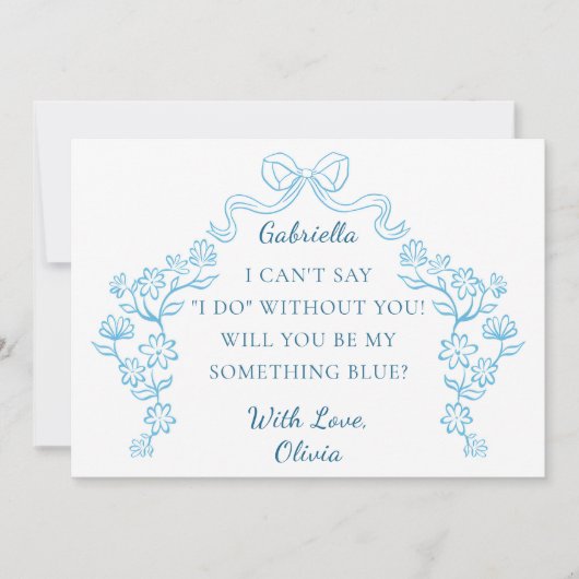 Chic Bow etwas Blue Crew Brautparty Vorschlag Karte (Vorderseite)