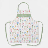 Chic Bow Green Floral Eleganz Muster Backen Schürze (Vorderseite)
