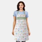 Chic Bow Green Floral Eleganz Muster Backen Schürze (Getragen)