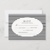 Chic Bow Minimalist Stripe Black White RSVP Karte (Vorderseite)