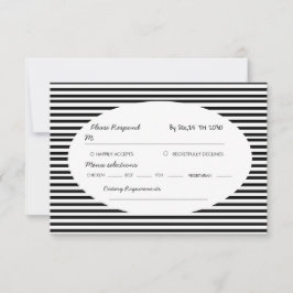Chic Bow Minimalist Stripe Black White RSVP Karte