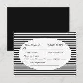 Chic Bow Minimalist Stripe Black White RSVP Karte (Vorne/Hinten)