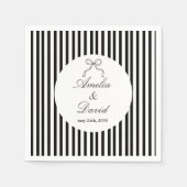 Chic Bow Minimalist Stripe Black White Serviette (Vorderseite)