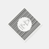 Chic Bow Minimalist Stripe Black White Serviette (Ecke)
