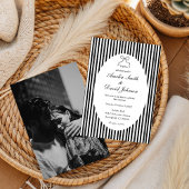 Chic Bow Minimalist Stripe Black white Wedding  Einladung