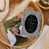 Chic Bow Minimalist Stripe Black white Wedding  Einladung