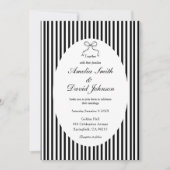 Chic Bow Minimalist Stripe Black white Wedding  Einladung (Vorderseite)