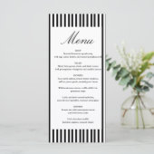 Chic Bow Minimalist Stripe Black White wedding Menükarte (Stehend Vorderseite)