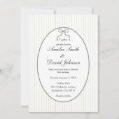 Chic Bow Minimalist Stripe Green Wedding  Einladung (Vorderseite)