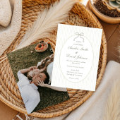 Chic Bow Minimalist Stripe Green Wedding  Einladung