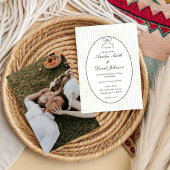 Chic Bow Minimalist Stripe Green Wedding  Einladung