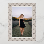 Chic Bow Modern Typography Photo Graduation Gold Folieneinladung (Rückseite)