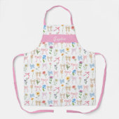 Chic Bow Pink Floral Eleganz Muster Backen Schürze (Vorderseite)