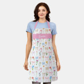 Chic Bow Pink Floral Eleganz Muster Backen Schürze (Getragen)