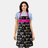 Chic-Bow Pink-Schwarz-Blumen-Eleganz-Muster-Backen Schürze (Getragen)