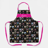 Chic-Bow Pink-Schwarz-Blumen-Eleganz-Muster-Backen Schürze (Vorderseite)