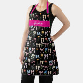 Chic-Bow Pink-Schwarz-Blumen-Eleganz-Muster-Backen Schürze (InSitu)