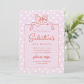 Chic Bow Polka Dot Galentine's Day Brunch Einladung (Stehend Vorderseite)