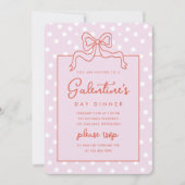 Chic Bow Polka Dot Galentine's Day Dinner Einladung (Vorderseite)