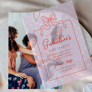 Chic Bow Polka Dot Galentine's Day Party Pergament Einladungen