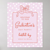 Chic Bow Polka Dot Galentine's Day Party Willkomme Poster (Vorne)