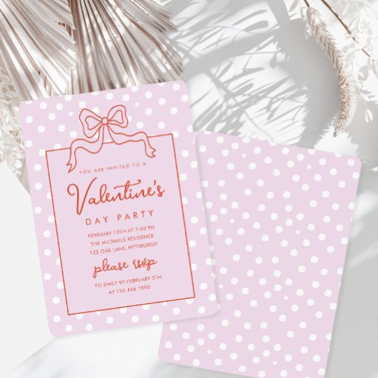 Chic Bow Polka Dot Valentine's Day Party Einladung