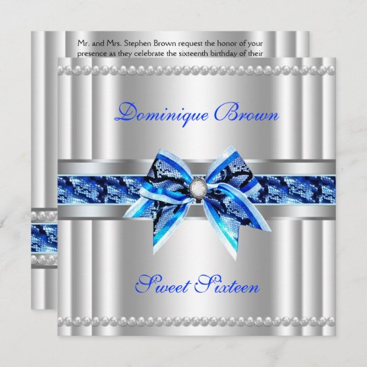 Chic Bow Silver Invasion Einladung (Vorne/Hinten)