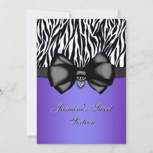 Chic Bowed Zebra Print 5 x 7 Einladung [Lila]