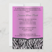 Chic Bowed Zebra Print 5 x 7 Einladung [Rosa] (Rückseite)