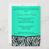 Chic Bowed Zebra Print Invite [Aquamarin] Einladung (Rückseite)
