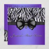 Chic Bowed Zebra Print Invite [Lila] Einladung (Vorne/Hinten)