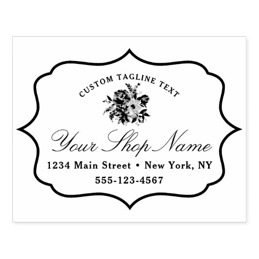 Chic Bracket Frame und elegantes Skript blühen Gummistempel (Prägung)