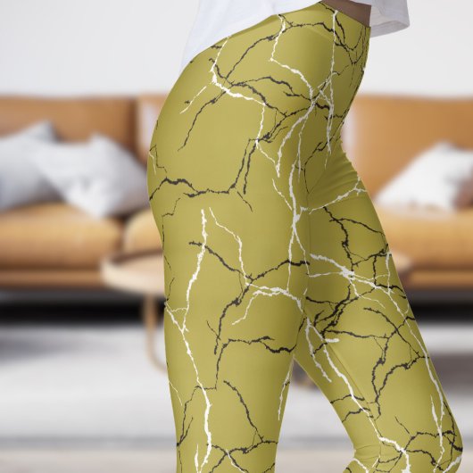 Chic Brass und Schwarz-weißes Frakturmuster Leggings