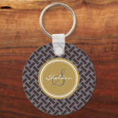 Chic braune, geometrische Hauptmuster monogramm Schlüsselanhänger (Vorderseite)