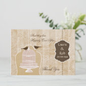 Chic braune Vogelkäfig, Liebesvögel Danke Einladung (Stehend Vorderseite)