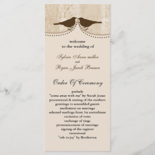 Chic brauner Vogelkäfig, Liebesvögel Hochzeitsprog Programm
