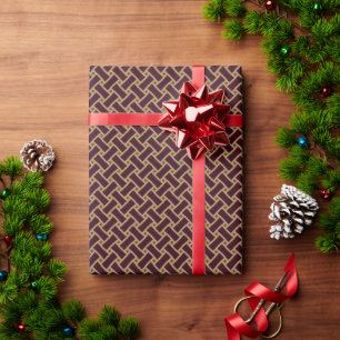 Chic braunes Herringbone-geometrisches Muster, mon Geschenkpapier