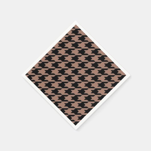 Chic braunes Schwarzes Hahnentrittmuster Serviette (Ecke)